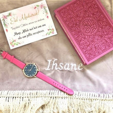 Load image into Gallery view, Leather Rainbow Koran with floral motif on pages