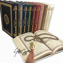 Load image into Gallery view, Velvet Quran with golden details on cover
