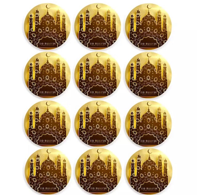 Stickers Eid Mubarak Bruin (12st.)