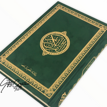 Load image into Gallery view, Velvet Quran with golden details on cover
