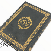 Load image into Gallery view, Velvet Quran with golden details on cover
