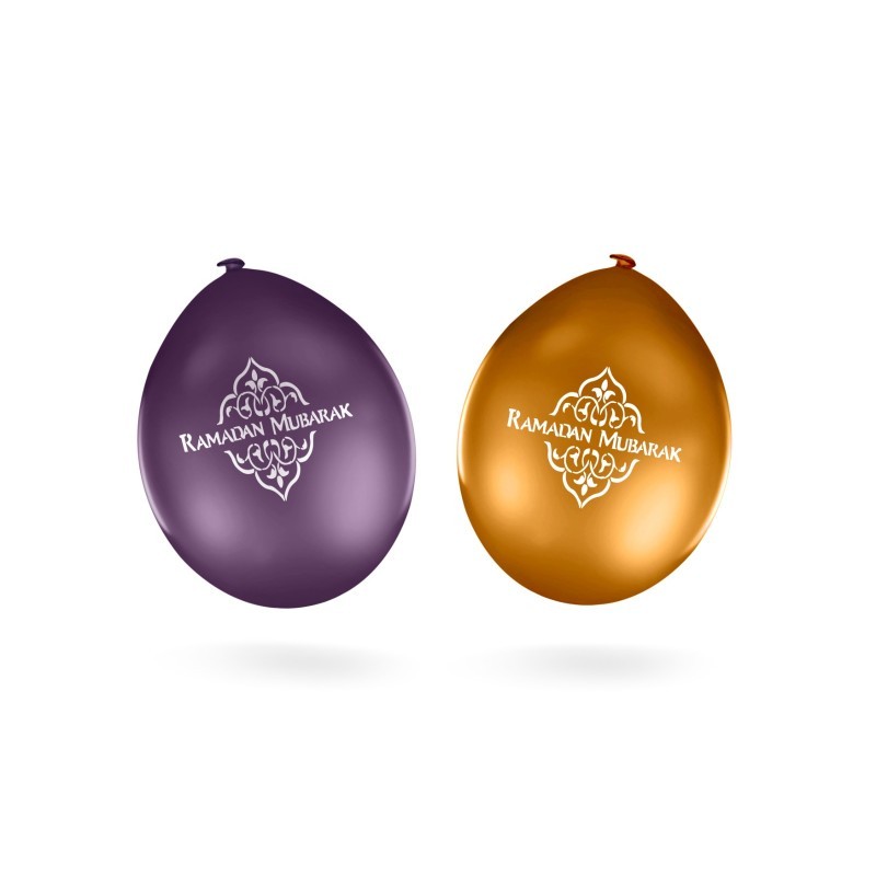 Balloons Ramadan Mubarak Metallic Purple / Gold (10pcs.)