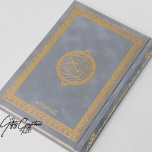 Load image into Gallery view, Velvet Quran with golden details on cover
